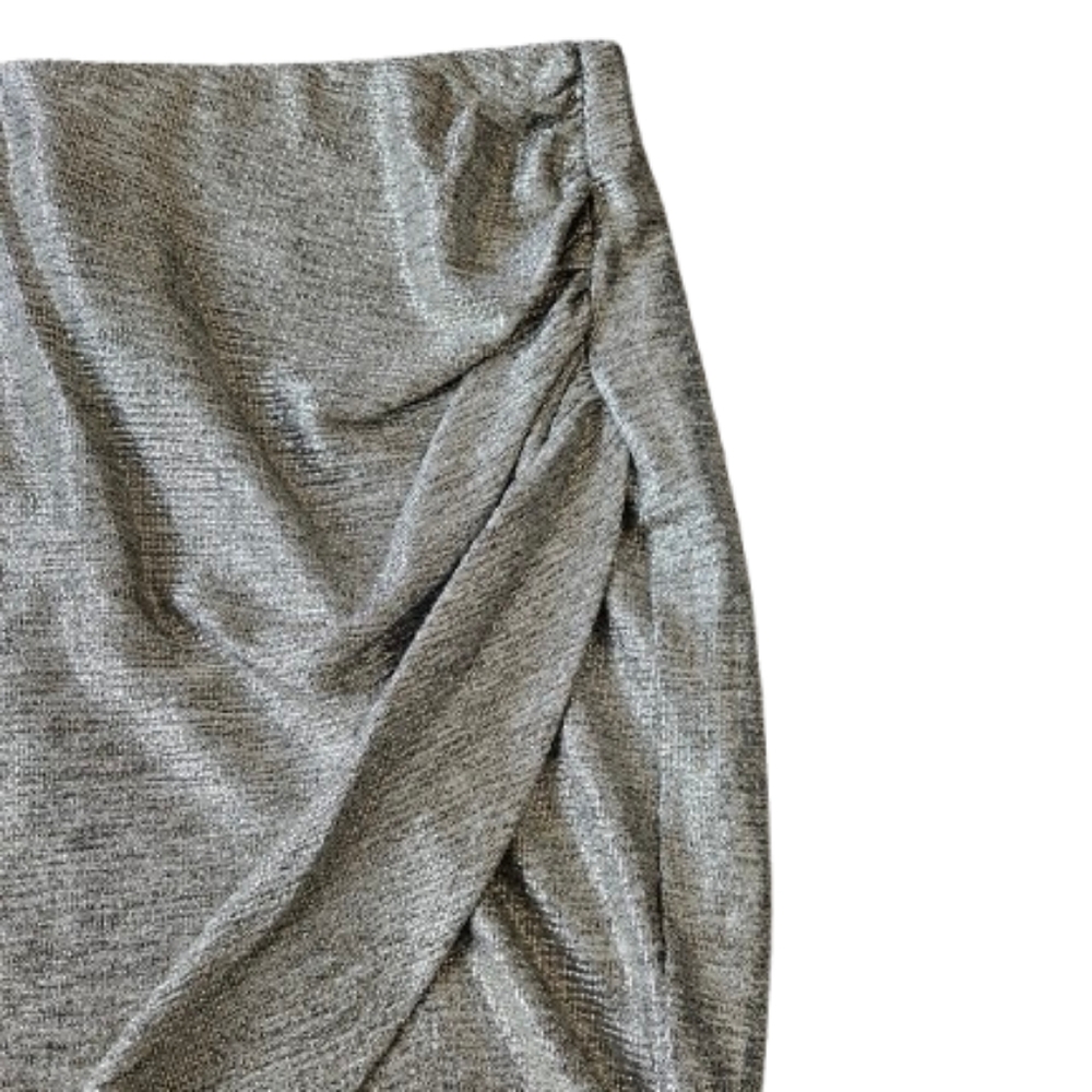Torrid plus foil knit tulip hem mini skirt, 3XL, silver - Picture 6 of 12